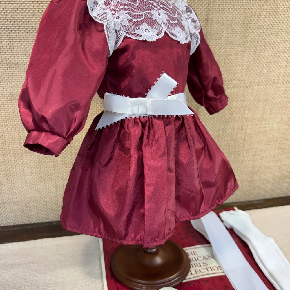 Pleasant Company American Girl Samantha Cranberry Christmas Dress Ribbon Tights - Picture 8 of 15